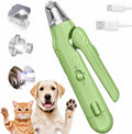 Dog Nail Clippers with Light & Grinder, See the Quick on Black Nails Green