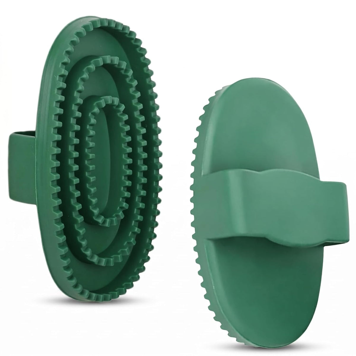 Horse Brush Set, 2 Pack Large Rubber Curry Comb, Horse Grooming Brush & Deshedding Tool for Short Haired Dogs, Flexible Pet Bathing Massage Comb Rubber for Loose Hair & Mud Removal, Green, 5.7"x3.7"
