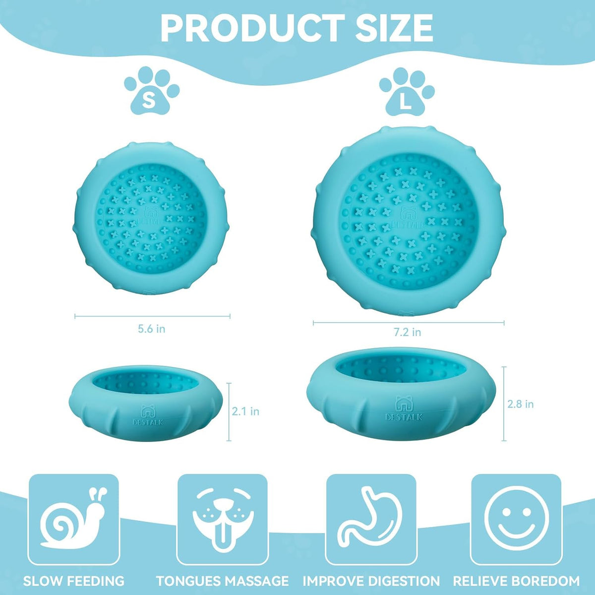 Dog Lick Bowl, Bestalk Wobbly Freeze Bowl Enrichment Feeder for Dogs, Anxiety Relief Lick Mat Puzzle Toy for Distraction, BPA Free Silicone, Dishwasher Safe(Teal,S)