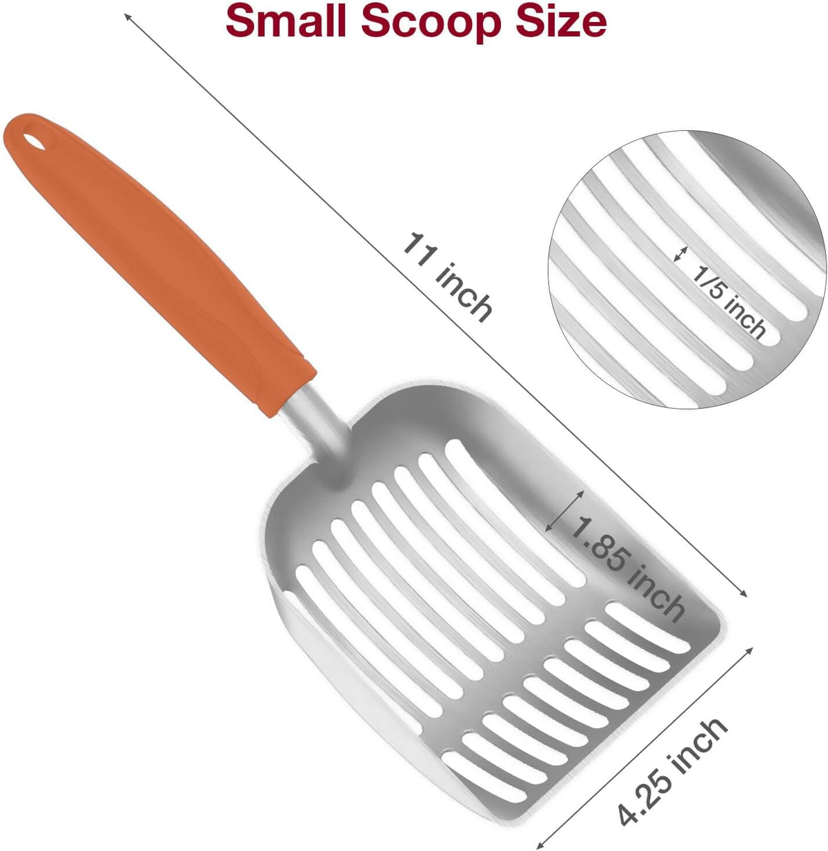 Cat Litter Scoop, Kitty Metal Scooper, Aluminum Alloy Sifter, Kitten Pooper Lifter, Deep Shovel, Long Handle, Poop Sifting, Durable, Heavy Duty, for Litter Box