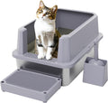 RIZZARI Open Cat Litter Box: Stainless, High Sided, Easy Clean | Spacious for Large Cats / 304 Stainless Anti-Odor / 6.5" Splash Guard / Leak-Proof Seams / Apartments & Laundry