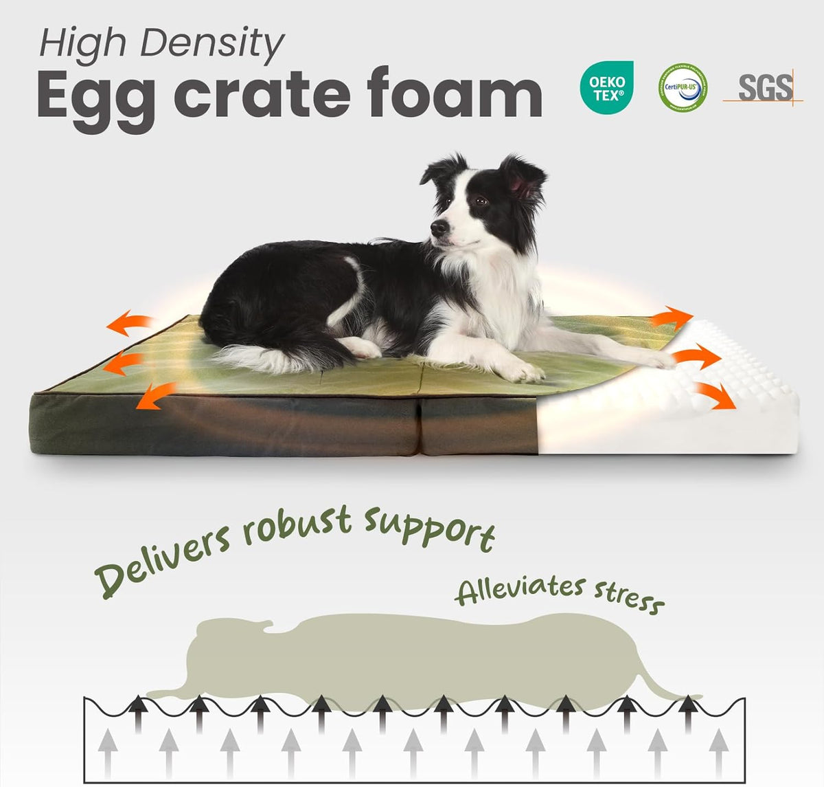 Laifug Outdoor Foldable Waterproof Dog Bed,Army Green,(36''x27''x3.5'')