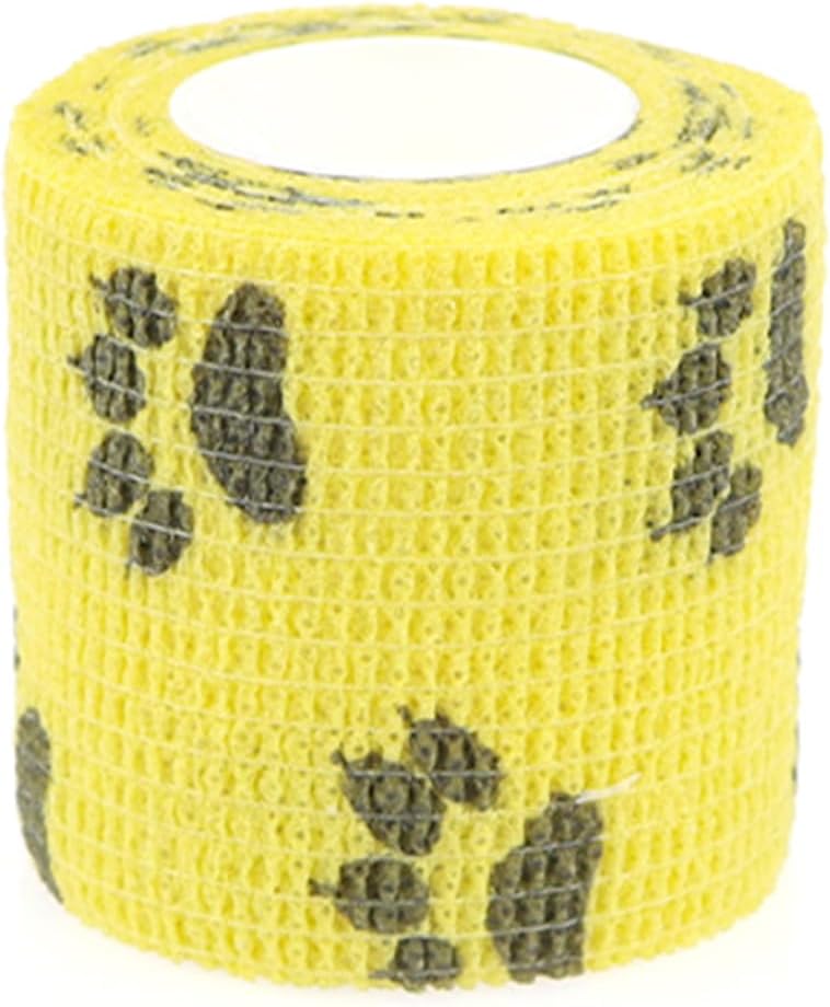 Self Adhesive Bandage Wrap Animal Cohesive Bandage Self Adherent Wrap First Aid Tape for Dogs Cats Horses Birds & Wrist Healing Ankle Sprain (2 Inch Sunshine Set 6 Rolls)