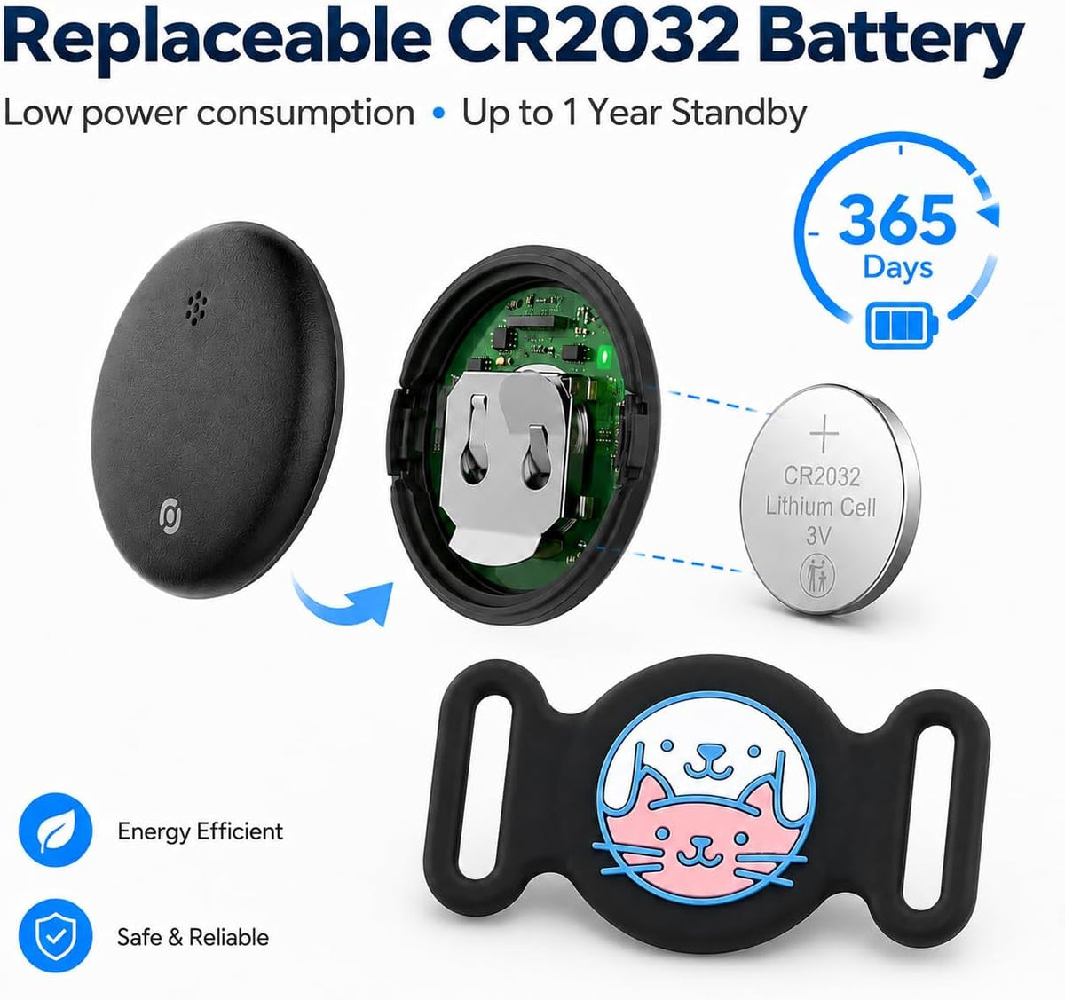 GPS Collar for Dogs, Pet Tracker for Dogs (Android Only), Waterproof Smart Tag Compatible with Google Find My, No Monthly Fee, Dog GPS Tracker Collar for Small Large Dogs (Android Tracker for Dog)