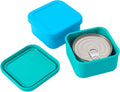 Cat Can Cover 5.5 oz Canned Food Storage Container, 2Pack Silicone Can Sealer with Airtight Lids Compatible with 5.5oz Friskies & 3.5oz Cesar Dog Can for Fridge to Keep Fresh (Turquoise and Blue)