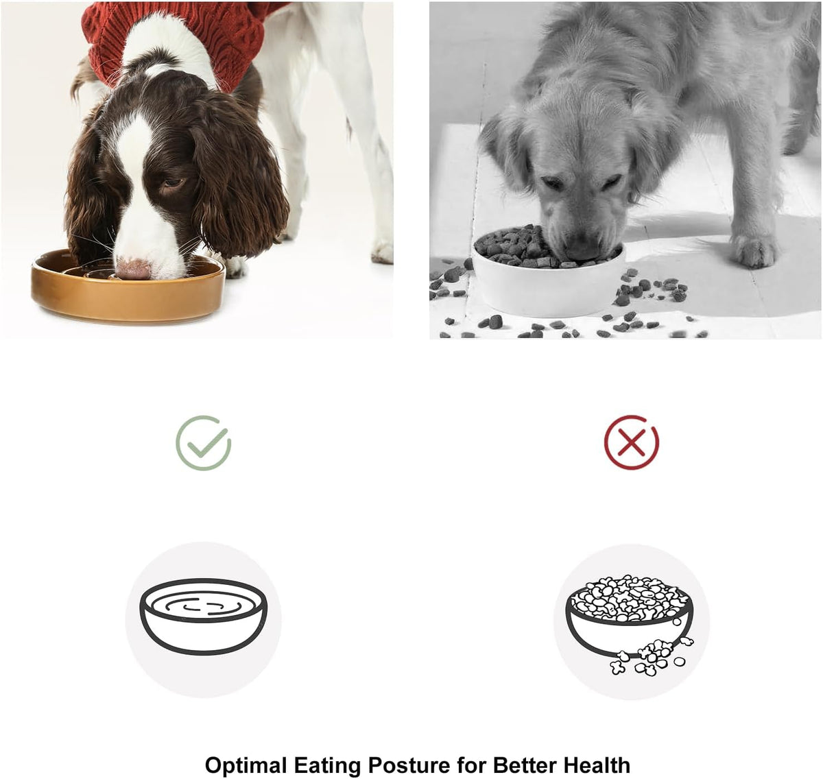 Ceramic Slow Feeder Dog Bowl, Blue, Medium
