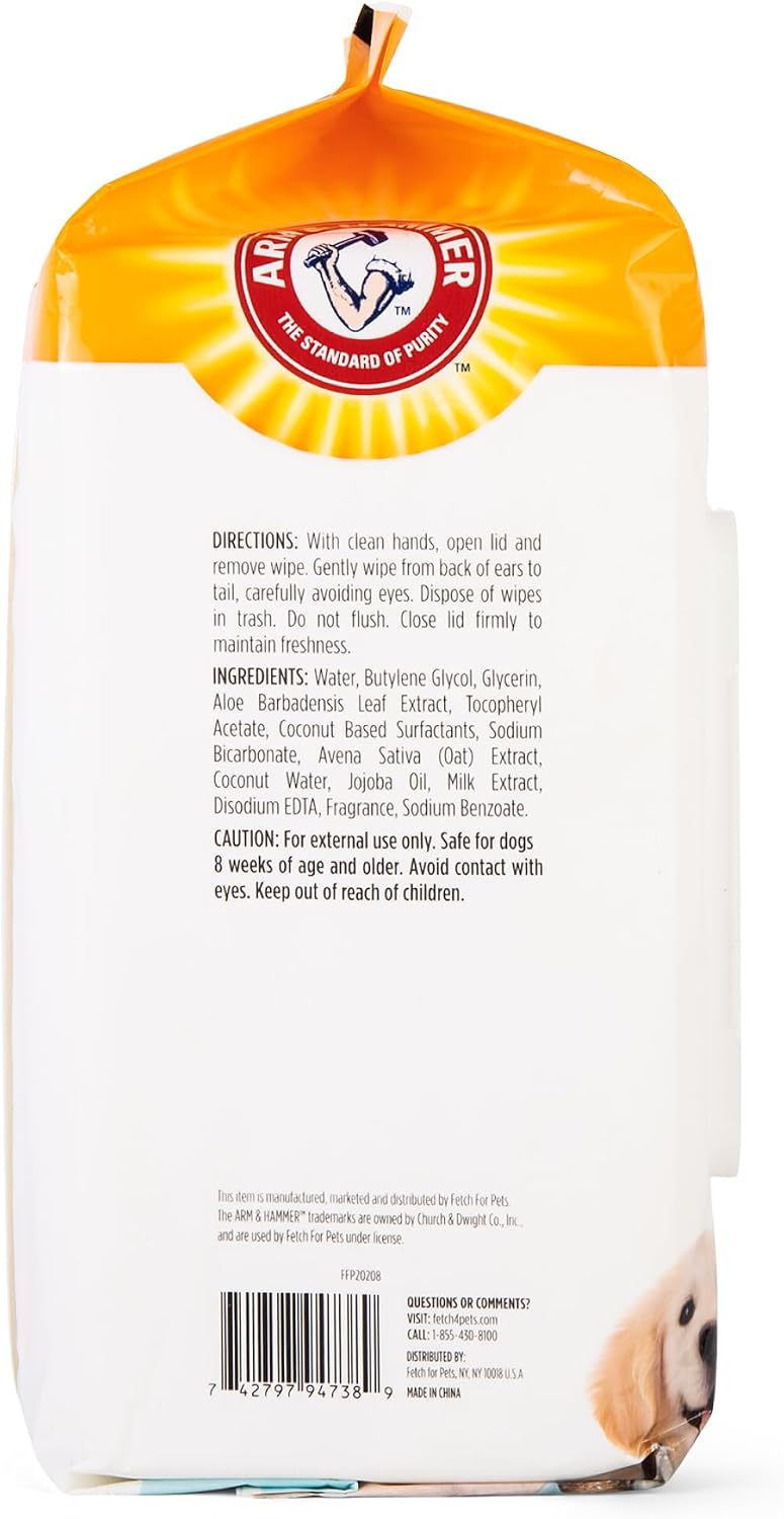 Arm & Hammer Puppy Grooming Wipes, Coconut Water, 100 Count, 3-Pack