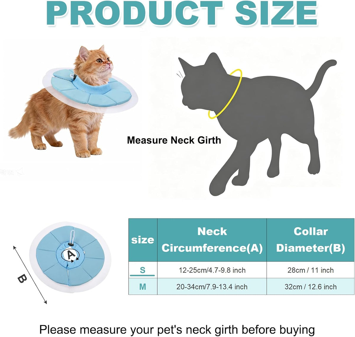 Elizabethan Collar, Cat Cone Collar Pet Cones, S,Blue