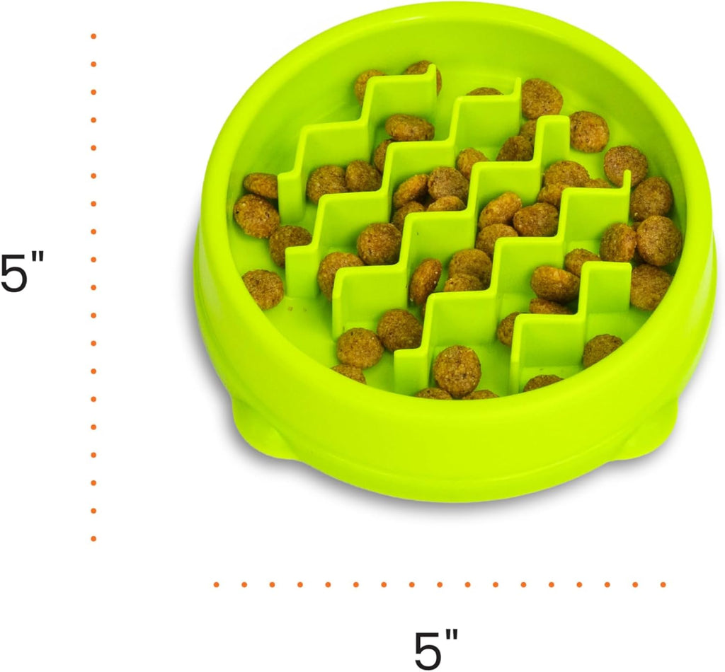 Catstages Kitty Slow Feeder Bowl for Cats & Kittens, 3/4 Cup, Green, 5"