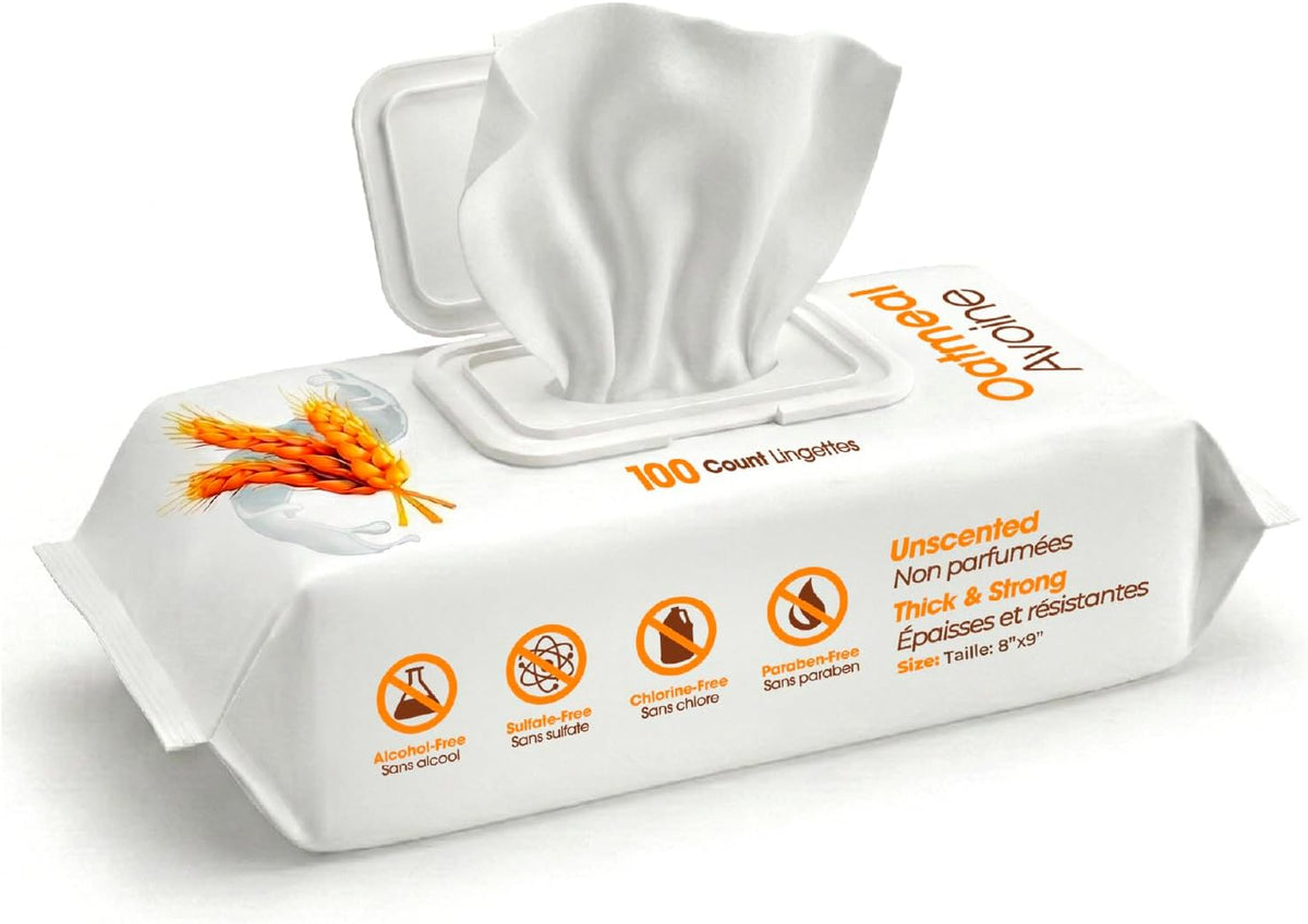 Best Pet Supplies Cleaning Dog Wipes - Soothing Oatmeal, 100 Count | Unscented, Large 8"x9", Vitamin E, Puppy & Cat Safe, Gentle Grooming, Resealable Pouch Prevents Drying 