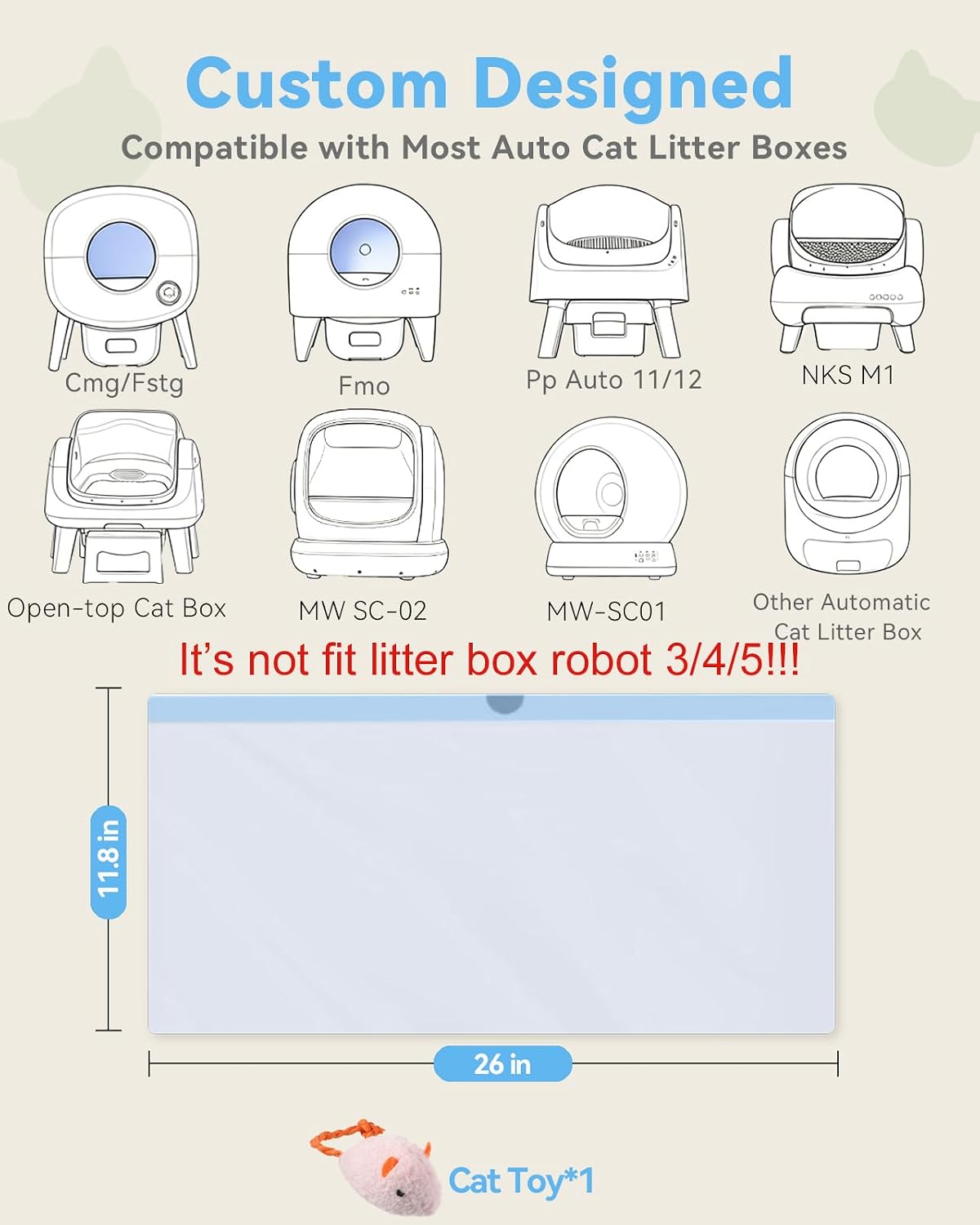200 Count Cat Litter Box Bags for Automatic Cat Litter Box with Drawstring