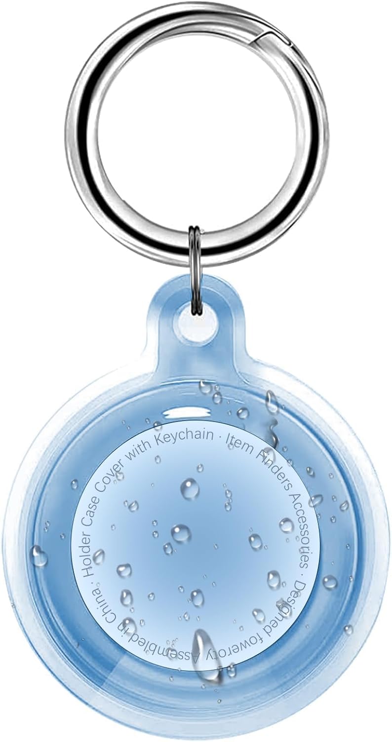 IPX8 Waterproof for Airtag Holder, for Apple for Airtags with Keychain, for Air Tag Case for Luggage, Dog Collar, Keys, Anti-Scratch Full Body Protective for Air Tags Holder（Blue）