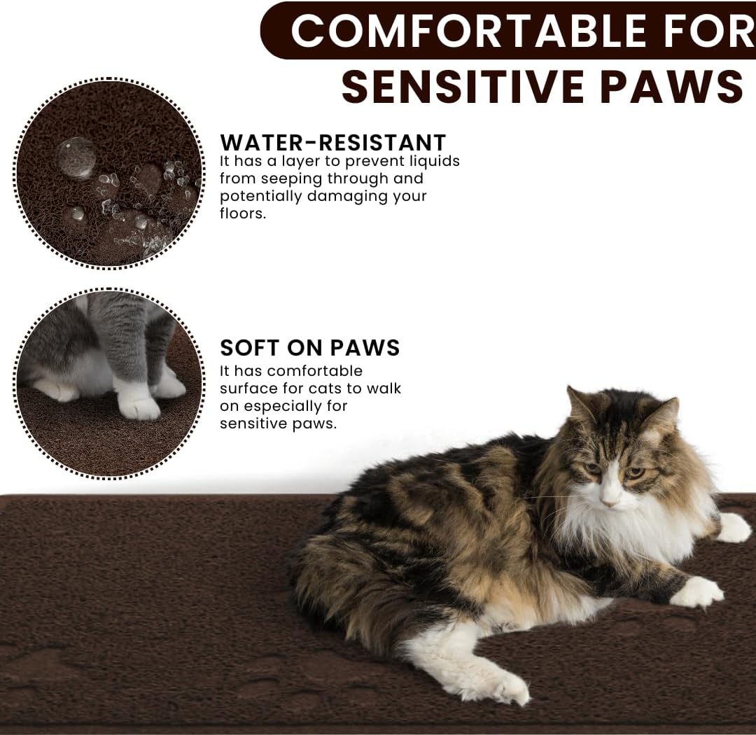 Andalus Medium Cat Litter Mat, Pack of 2 - Waterproof, Non-Slip & Easy to Clean Cat Litter Box Mat for Extra Efficient Pet Litter-Trapping, Brown (23.5” X 15.75”)