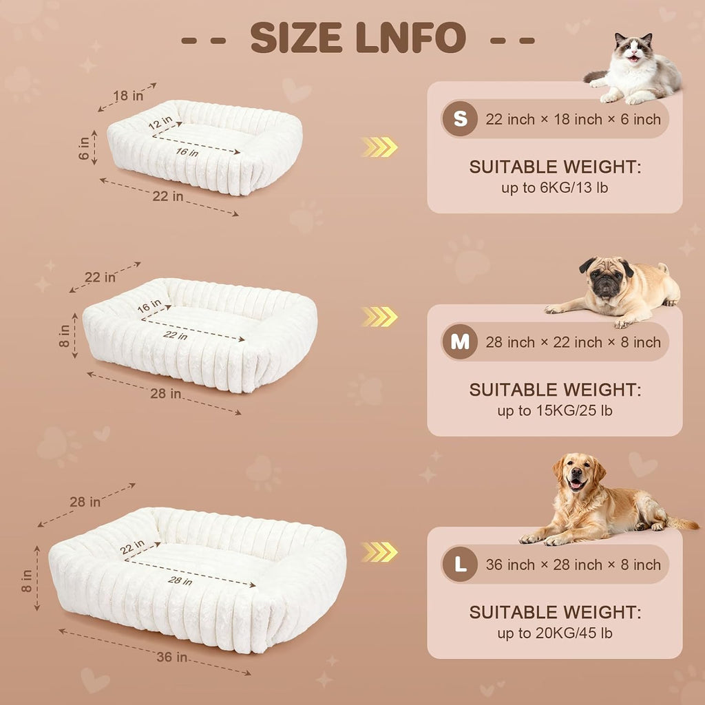 Dog Bed for Small Medium Size Dog, Washable Fluffy Rabbit Fur Pet Bed for Puppy and Kitten, Orthopedic Dog Cat Beds with Removable Cover & Anti-Slip Bottom Medium Dog Bed self Warming