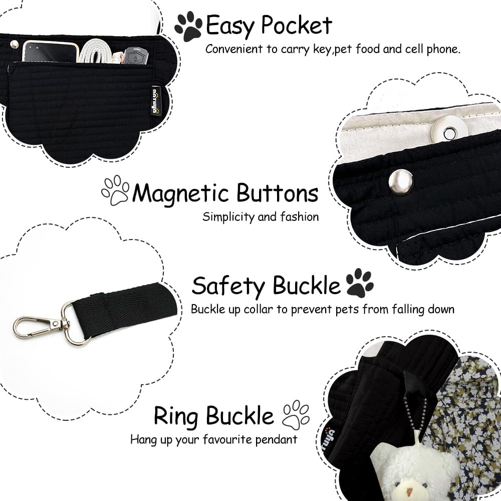 NATUYA Small Dog Carrier Sling Cat Sling for Outdoor, Black, Canvas