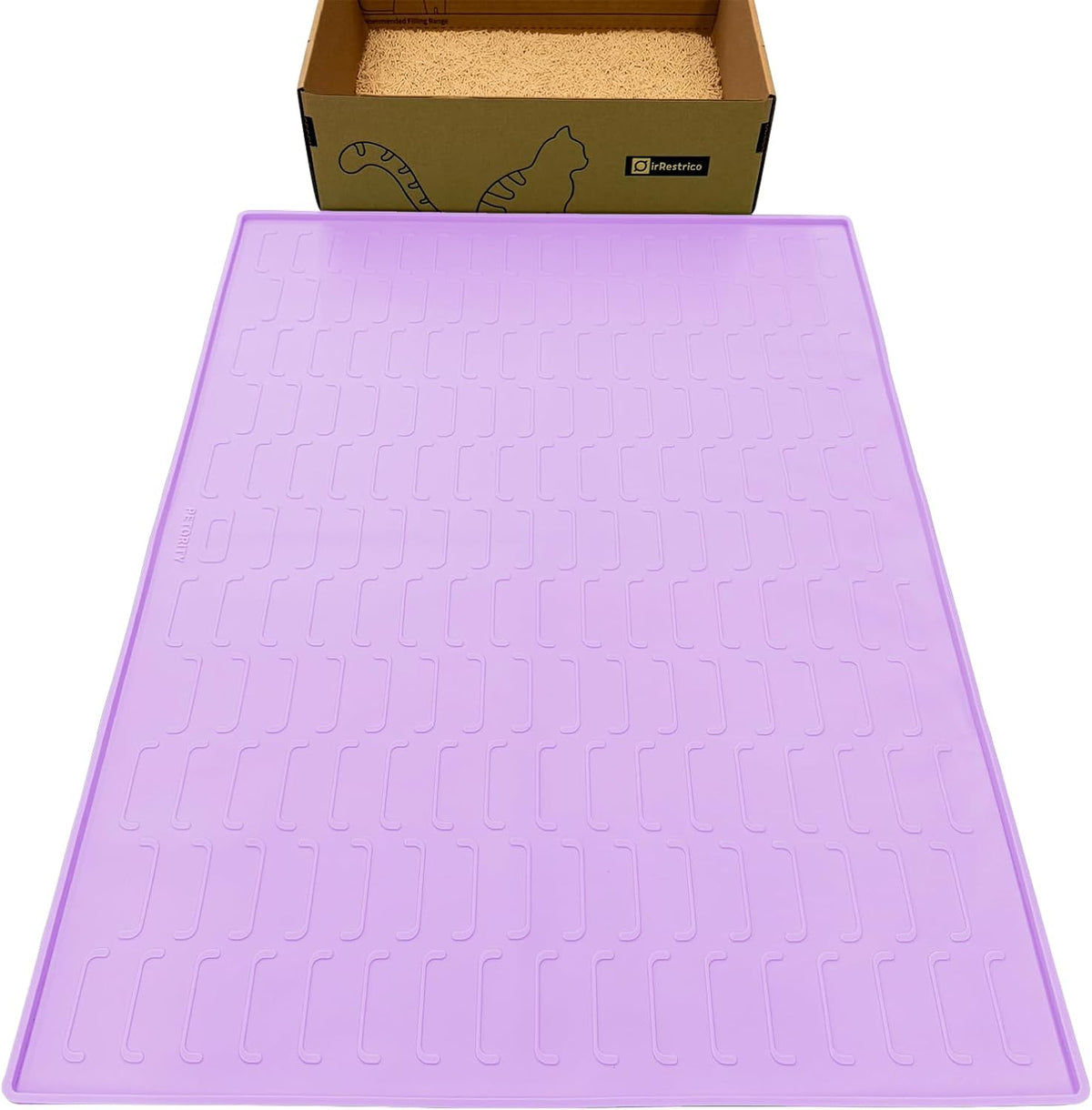 Cat Litter Mat, Large 32'' x 24'' Silicone Litter Box Mat for Litter Trapping, Waterproof, Non-Slip, Easy to Clean, Purple
