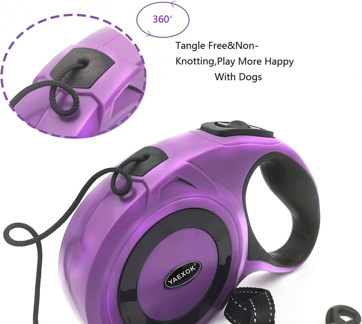 Heavy Duty Retractable Dog Leash 26ft,Pet Long Walking Leashes Leads for Small Medium Large Dogs Doggie Up to 110lbs (Purple)