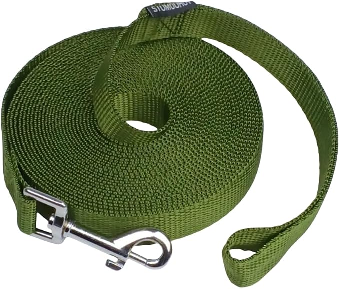 Dog/Puppy Obedience Recall Training Agility Lead - 15ft 20ft 30ft 50ft Training Leash - Great for Play, Camping, or Backyard (Military Green, 30 feet)