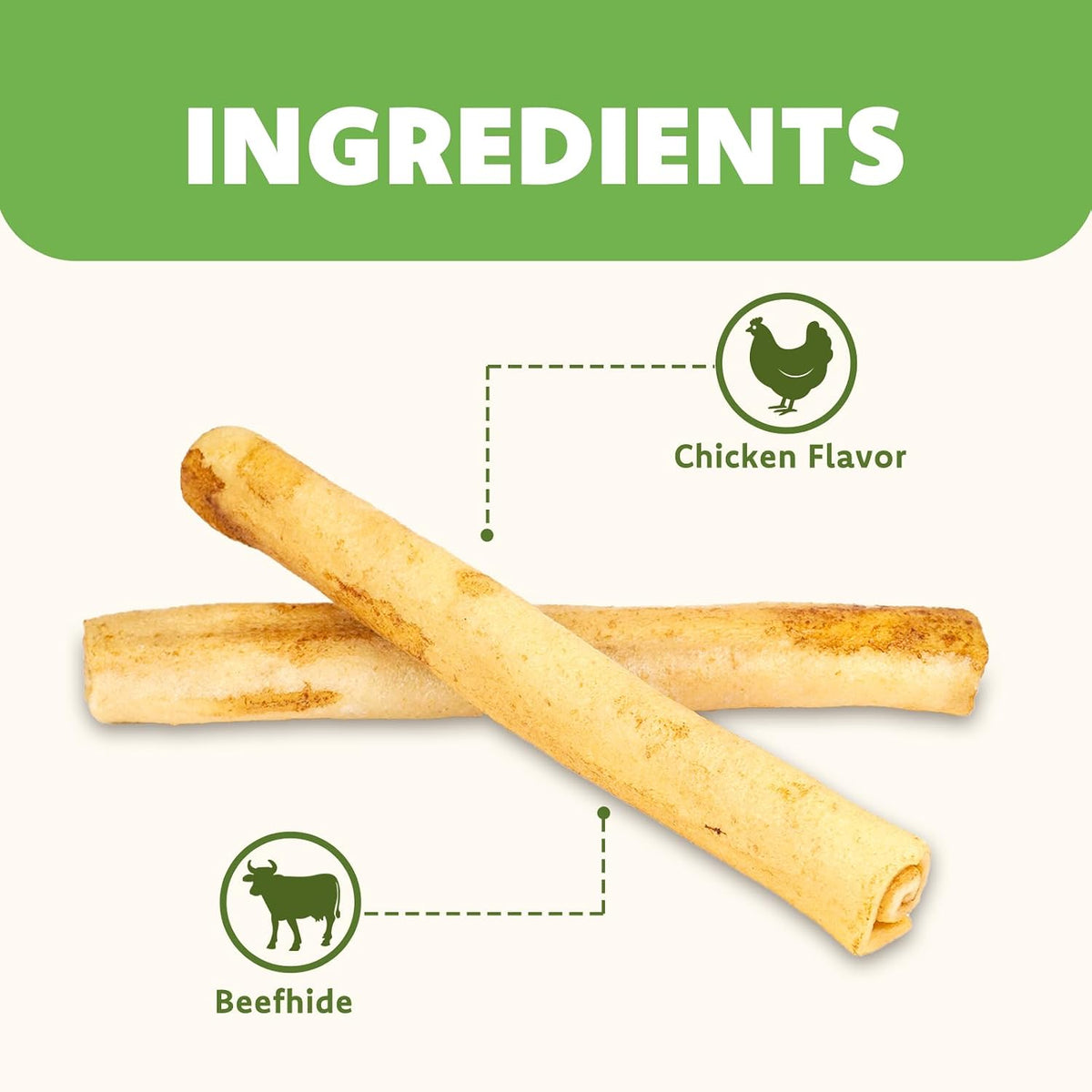 MON2SUN Dog Treats, 6Inch Chicken Flavor Rawhide Rolls, 10.2 oz