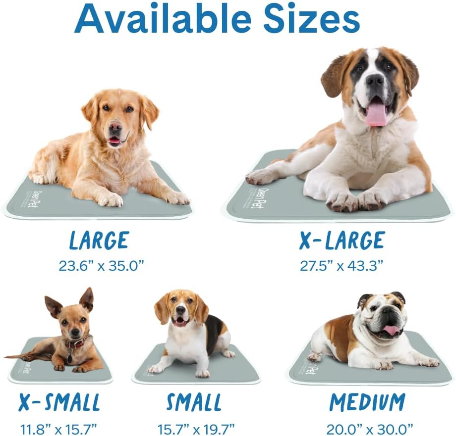 The Green Pet Shop Cool Pet Pad - Large, Sage Grey - Self-Cooling, Pressure Activated Mat for Dogs & Cats from 46-80 lbs - Non-Toxic Gel, No Water Needed