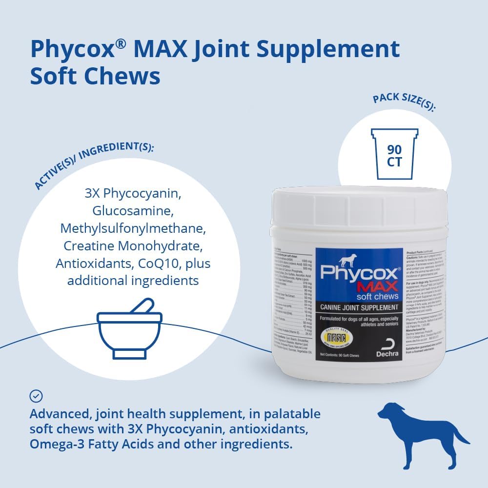 Phycox MAX Dog Joint Supplement Soft Chews,90 Ct,(Pack of 2)