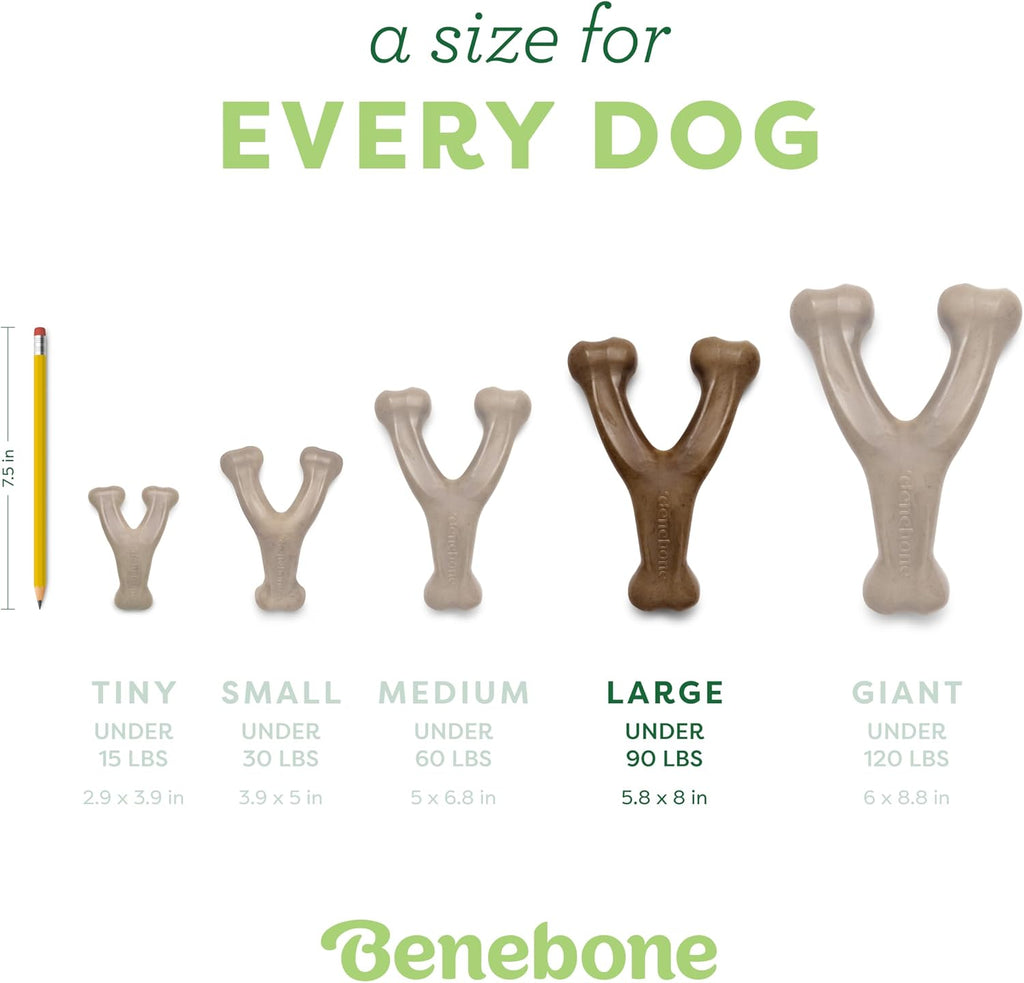 Benebone 2-Pack Wishbone Chew Toy for Aggressive Chewers, Real Bacon, Large | Durable, Multipack, Super Chewer, Made in USA, Dog Bones, Long-Lasting, A Size for Every Dog, Keeps Them Busy