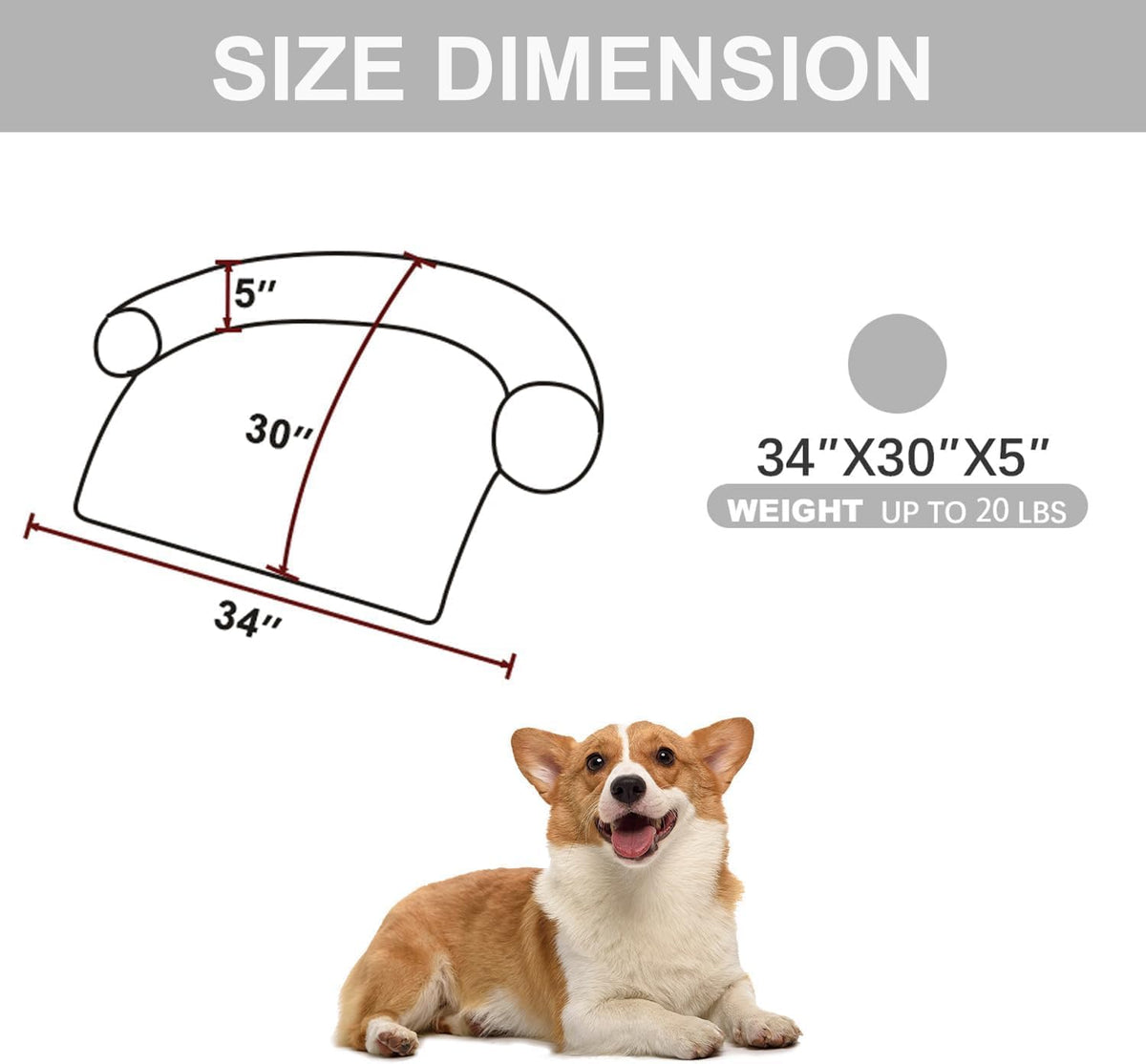 Calming Dogs/Cats Bed Mats, Dog Pad Washable Removable Couch Cover, Plush Long Fur Mat for Pets, Waterproof, Perfect for Small, Medium and Large Dogs and Cats (Light Gray, 34"x30"x5.0")