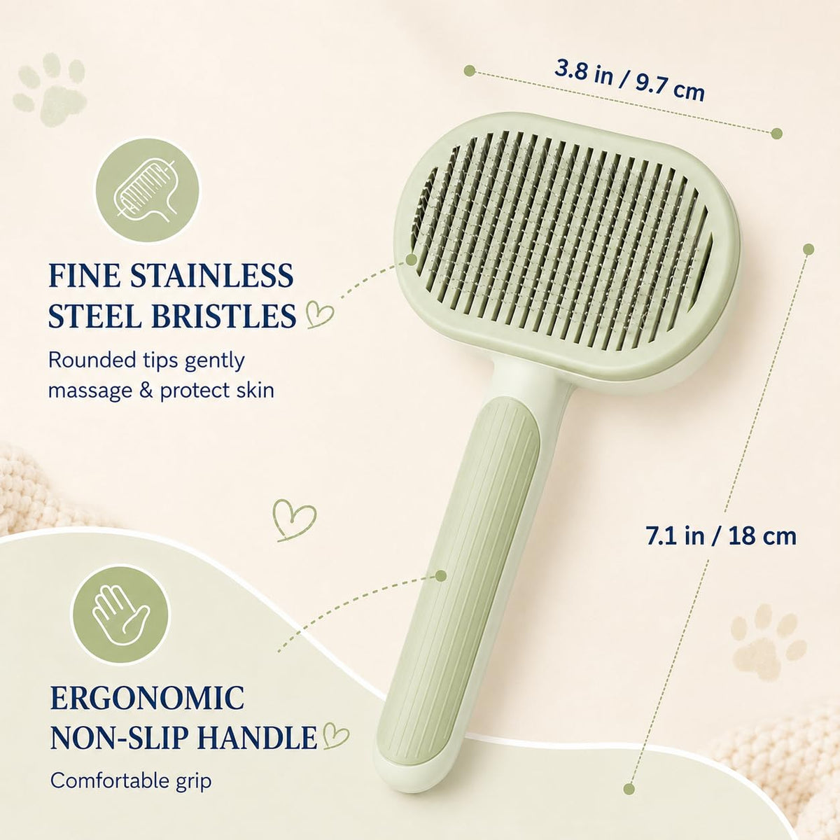Cat Shedding Brush for long haired cats, Cat Deshedding tool, Green