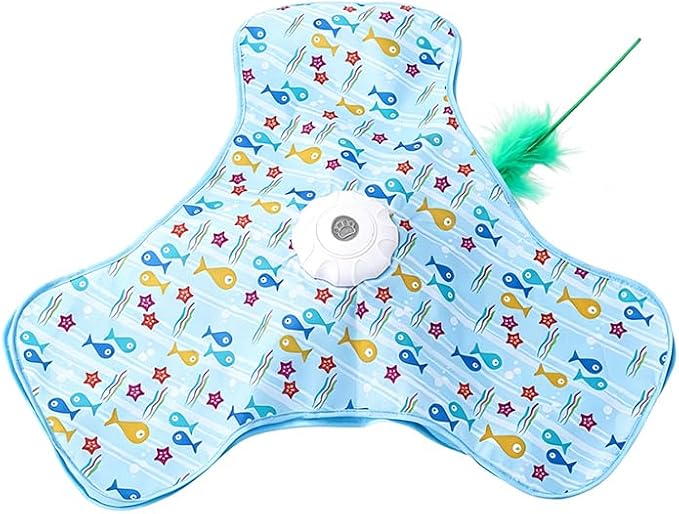 Interactive Cat Toy for Indoor Cats - Rechargeable Automatic Feather Wand with Motion Sensor, 3 Play Modes, Squeaky Mouse Sound, Hide & Seek Exercise Toy for Bored Kittens & Adult Cats (Triangle)