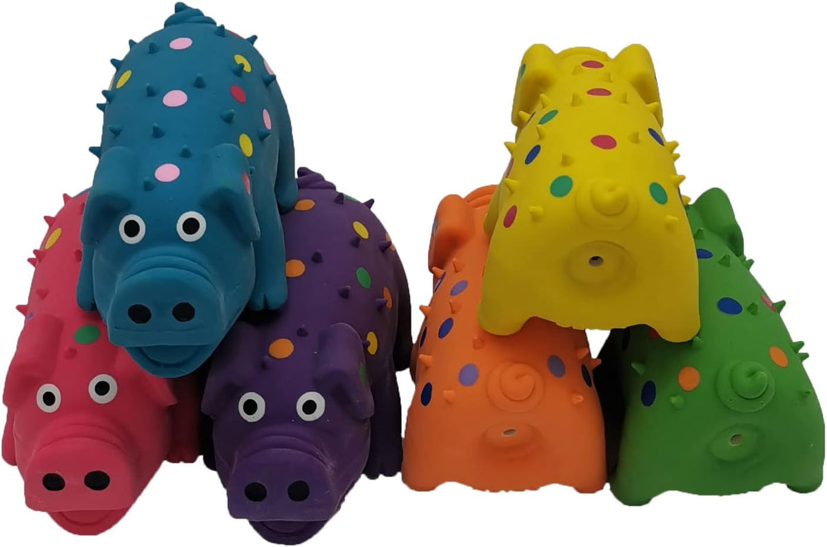 6 Pack 4 Inch Mini Latex Dog Squeaky Toys Polka Dot Piglet Pig Dog Toy for Mimi Small Dogs