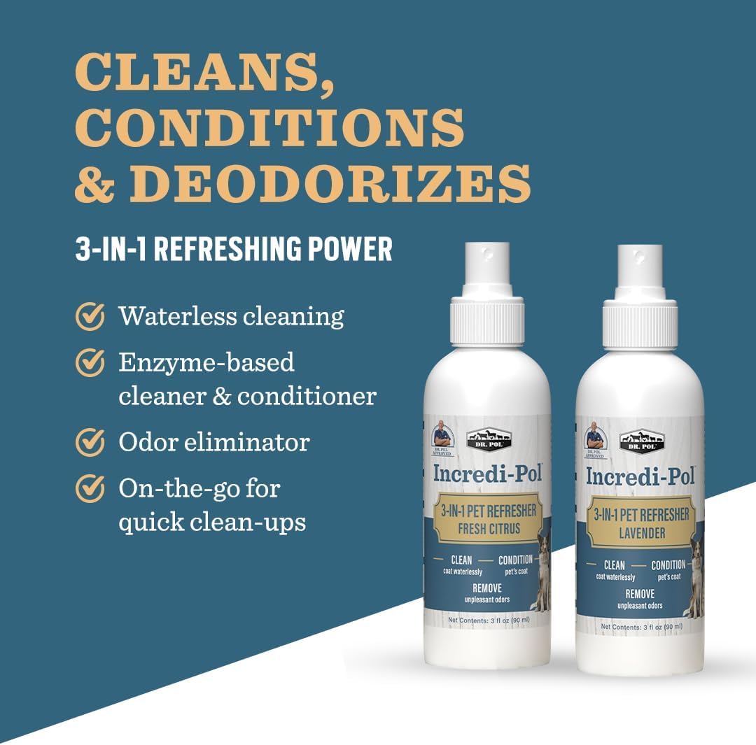 Dr. Pol 3-in-1 Waterless Pet Spray Odor Eliminator, Dog, Cat, Lavender