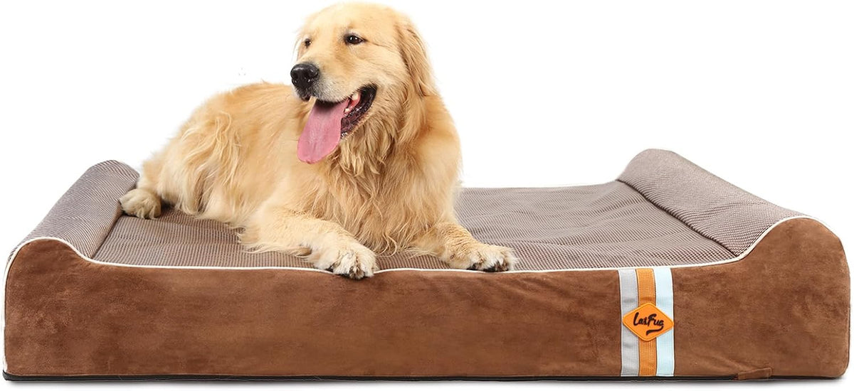 Laifug Orthopedic Dog Bed, Brown 50''x36''x10'', Memory Foam