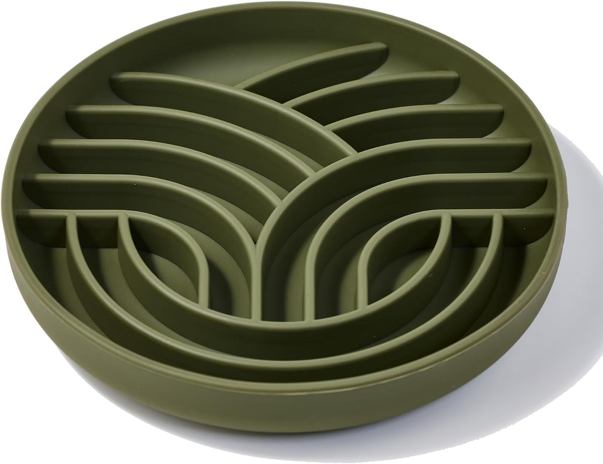 OHMO Slow Feeder Dog Bowl, 7.9" Lick Mat for Dogs, Tree of Life, Camo Green