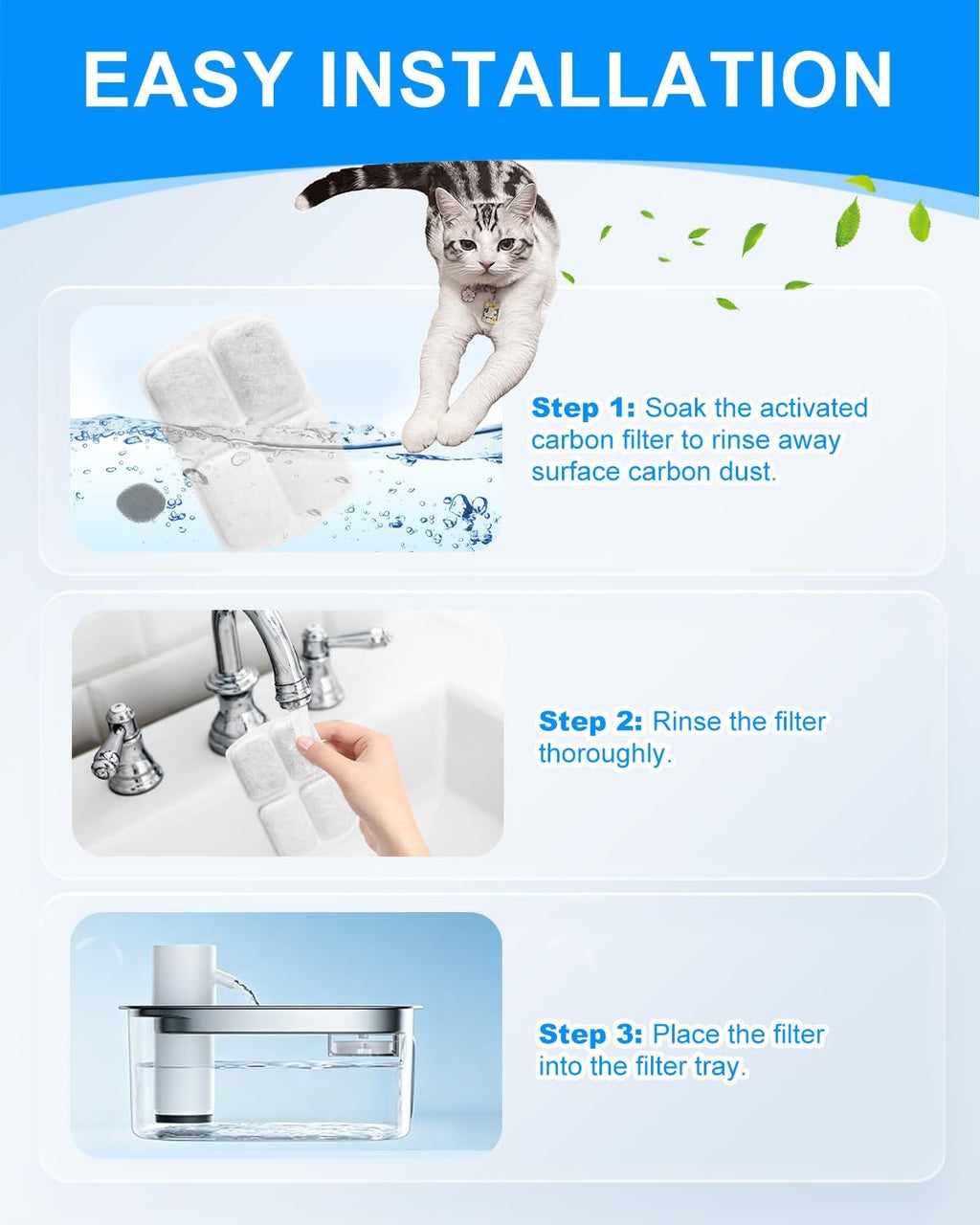 12+12 Pack Filter Replacement Compatible with FEELNEEDY 8L Dog Water Fountain FN-W18, Water Fountain Filters, Dog Water Replacement Filters, Pet Fountain Filters with Pump Sponges for Pet