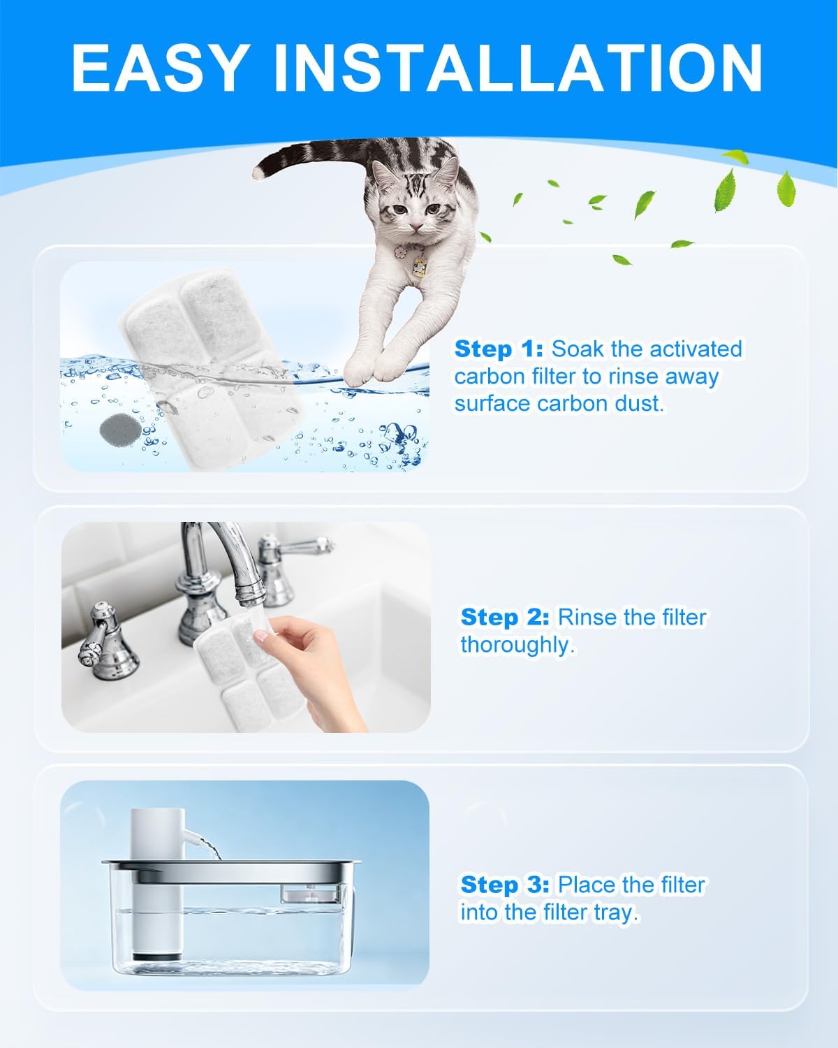 12+12 Pack Filter Replacement Compatible with FEELNEEDY 8L Dog Water Fountain FN-W18, Water Fountain Filters, Dog Water Replacement Filters, Pet Fountain Filters with Pump Sponges for Pet
