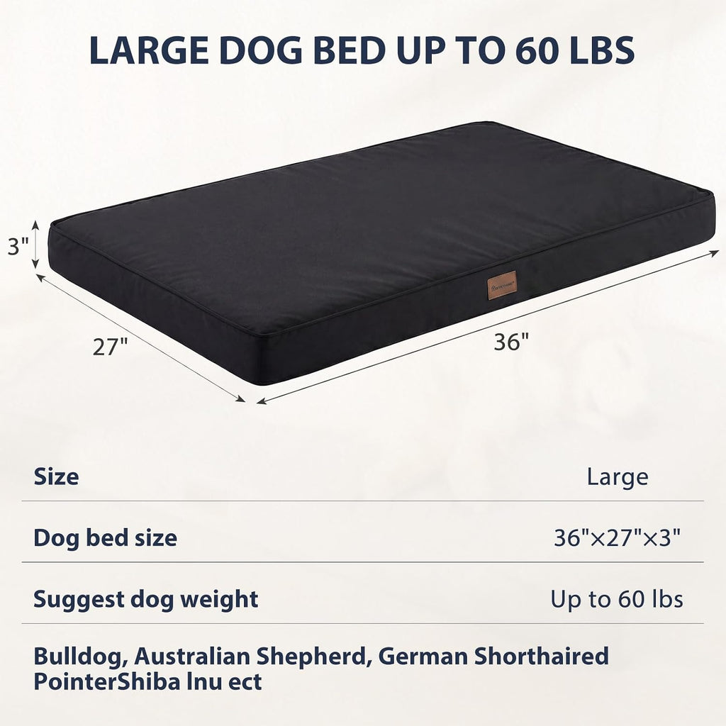 BFPETHOME Outdoor Waterproof Dog Bed for Large Dogs, Washable Cover, 36"