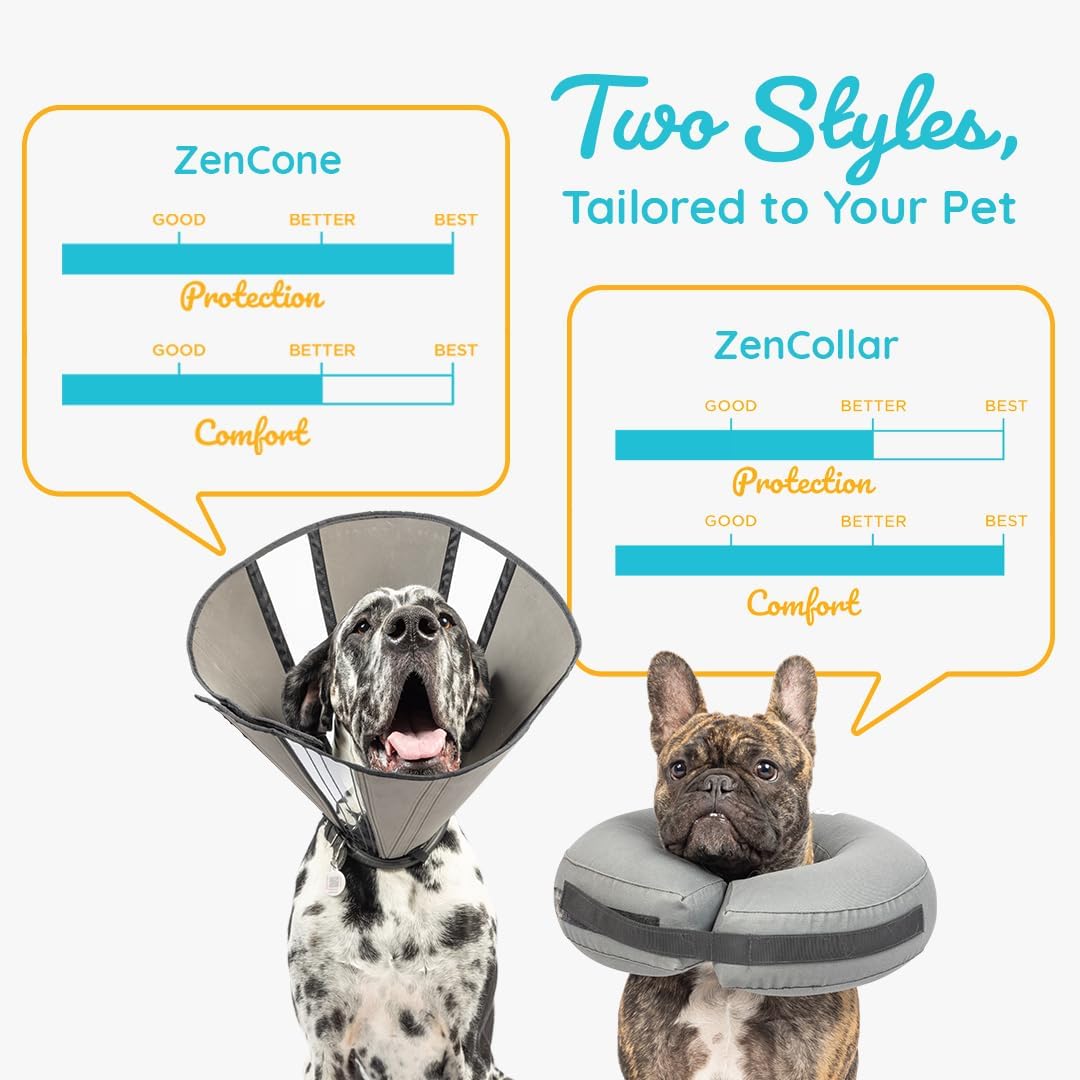 ZenPet Recovery Inflatable Collar for Dogs & Cats – Soft, Comfortable, Safe & Stress-Free Healing Alternative E-Collar After Surgery, Adjustable Donut Design, Secure Fit (X-Small)
