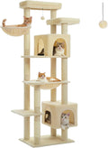 69" Tall Cat Tree for Indoor Cats Large Adult, Multi-Level Cat Tower