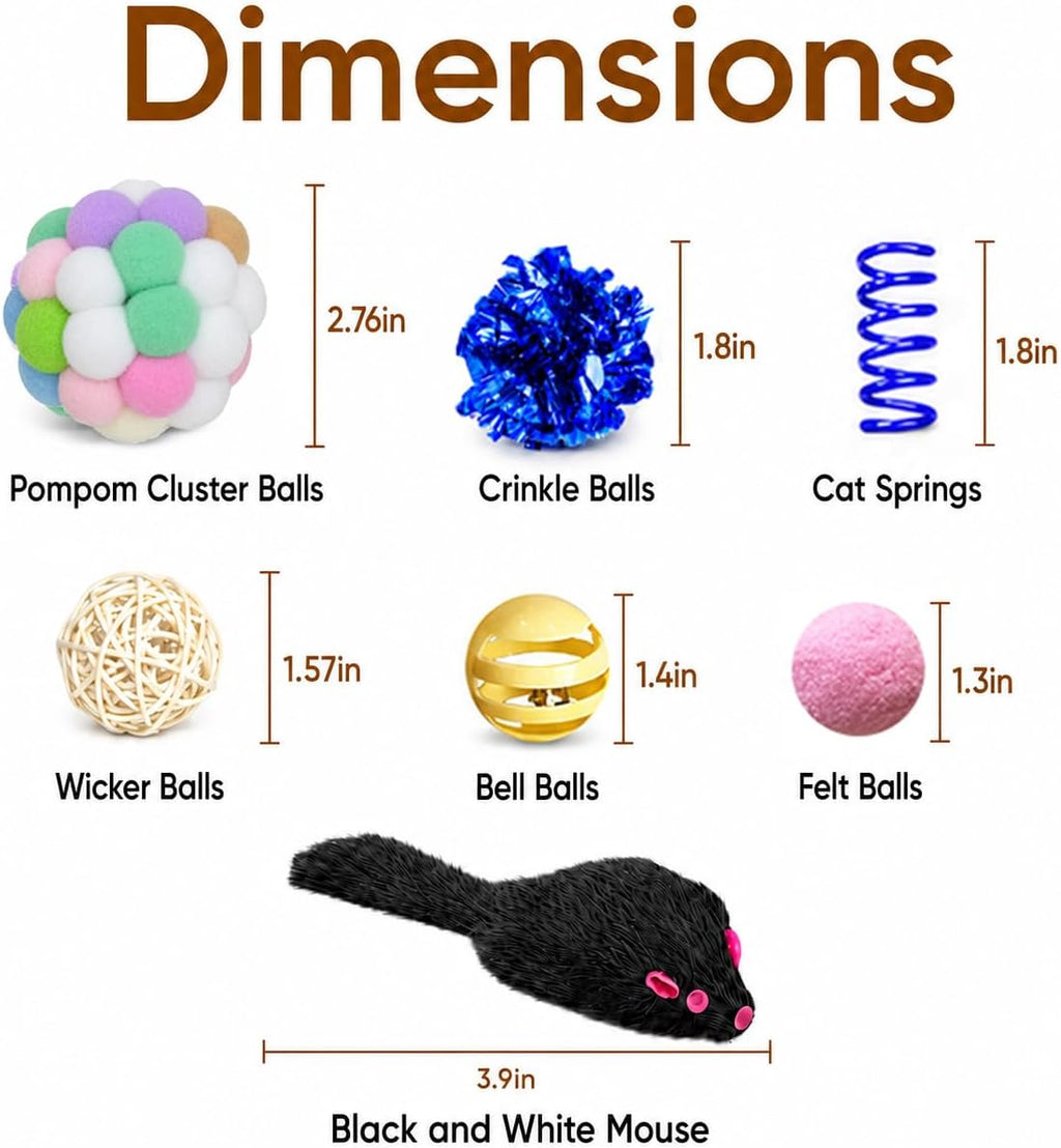 Cat Toys for Indoor Cats, 46 Pack Interactive Cat Toy Set for Kitten | Kitten Toys Variety Pack with Chew Ropes, 12-Color Springs, Mouse & Multiple Types of Balls for Boredom Relief and Self-Play