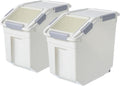 HANAMYA 10 Liter / 20 lbs Rice Storage Container with Measuring Cup, BPA free, For Rice | Grain | Pet Food | Flour, 2 count, White