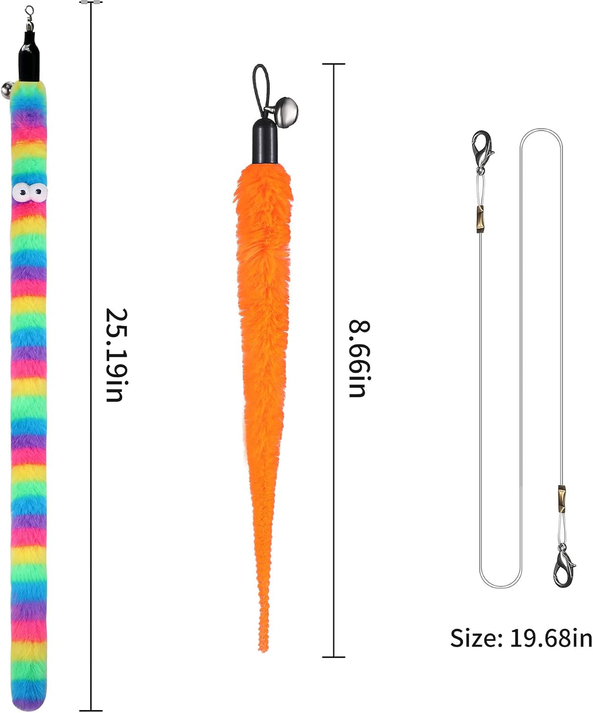 10Pcs Cat Fishing Pole Toy Attachments and 1PC Black String
