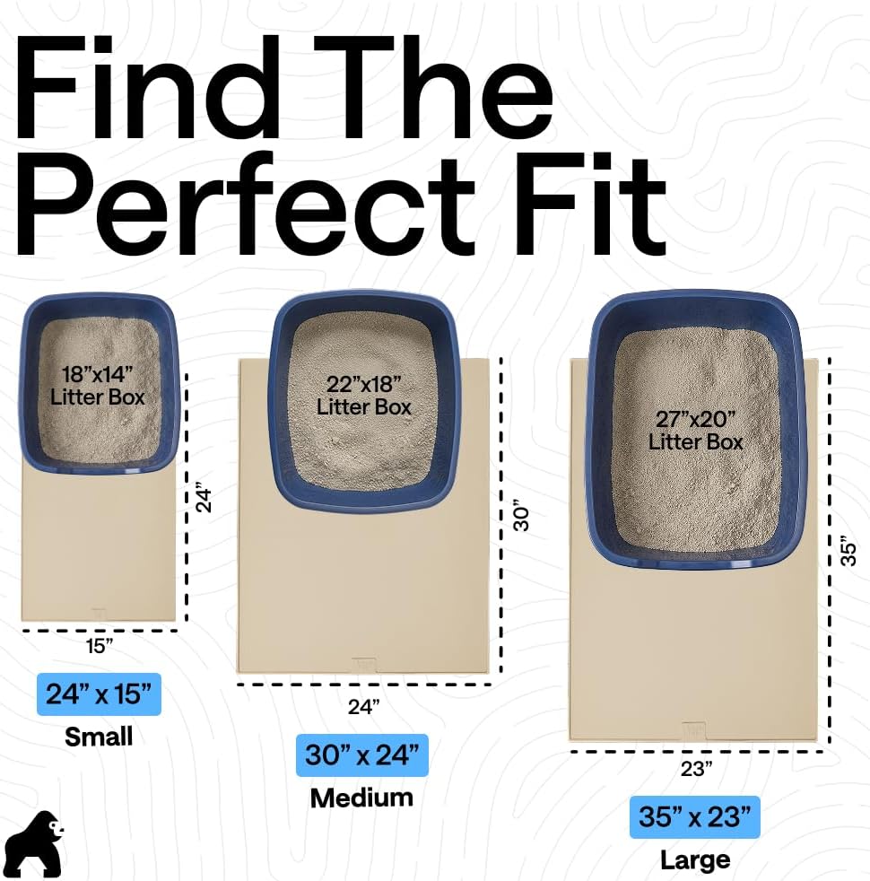 GORILLA GRIP Cat Litter Mat, Easy Clean Silicone Mats, 24x15 Beige