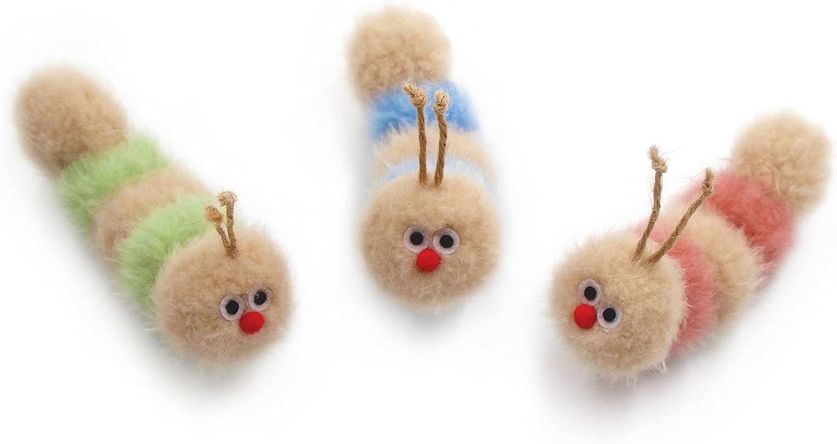 Jumpaws Interactive Natural Catnip Toy, with Rattle, Bite Resistant, for All Ages Indoor Cat, Shape of Caterpillar, Kitten Toy (Small/ 3 Pck/Cat Toy)