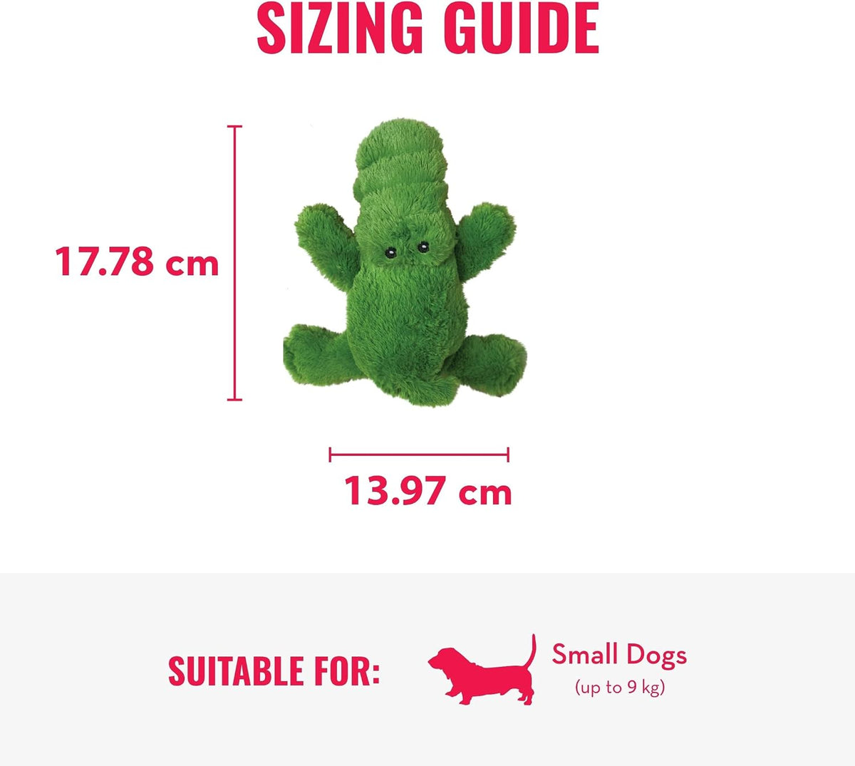 KONG Cozie Ali Alligator Plush Dog Toy, for Small Dogs