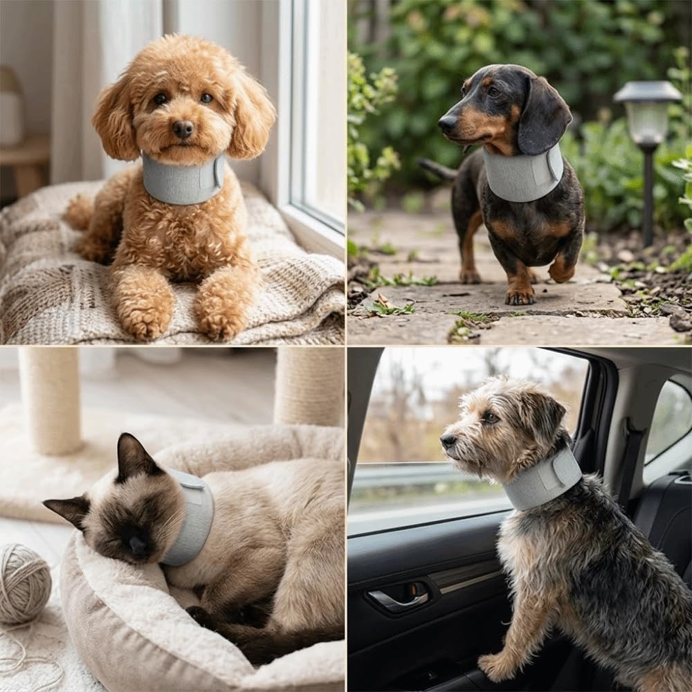 Recovery Neck Brace Collar for Dogs Cats Adjustable Post-Surgery Cone, Breathable Anti-Lick Wound Protective Neck Brace, Soft Cotton Design(M)