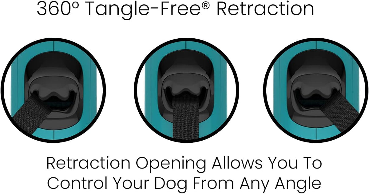 TUG Monochrome Tiny 360° Tangle-Free Retractable Dog Leash | Cat Leash | 10 ft Strong Nylon Tape (Tiny, Aqua)