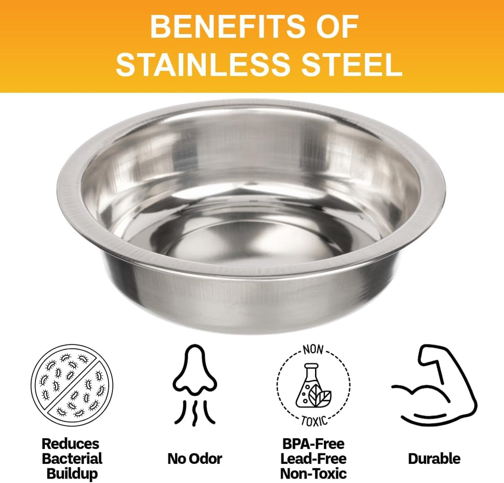 Neater Pet Brands 1.5 Cup (12 oz.) Shallow Stainless Steel Cat Bowls, Set of 2 Neater Feeder Replacement Bowls (Deluxe Model), Metal Cat Dishes for Food and Water, Whisker Friendly, Dishwasher Safe 