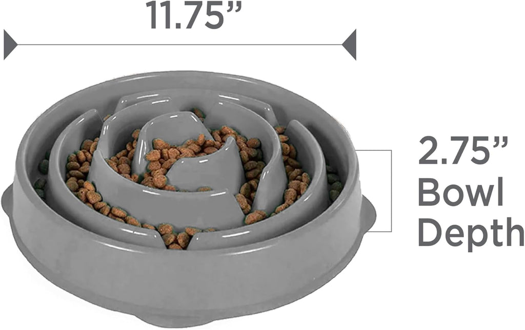 Outward Hound Fun Feeder Slo Bowl Dog Slow Feeder, Drop, Gray, 11.8" | Slows Fast Eaters, Can Aid Digestion, Holds 4 Cups Dry or Wet Food, Non-Slip Base, Easy Clean, No BPA, Medium to Large Dogs 