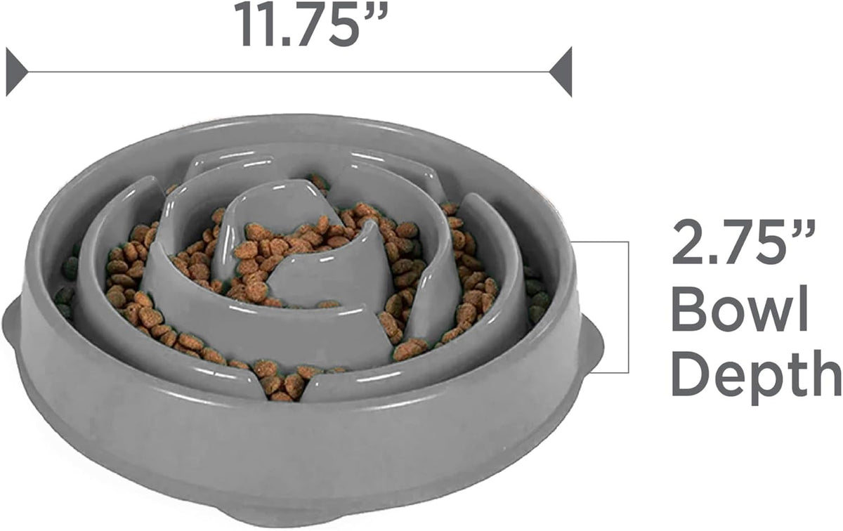 Outward Hound Fun Feeder Slo Bowl Dog Slow Feeder, Drop, Gray, 11.8" | Slows Fast Eaters, Can Aid Digestion, Holds 4 Cups Dry or Wet Food, Non-Slip Base, Easy Clean, No BPA, Medium to Large Dogs 
