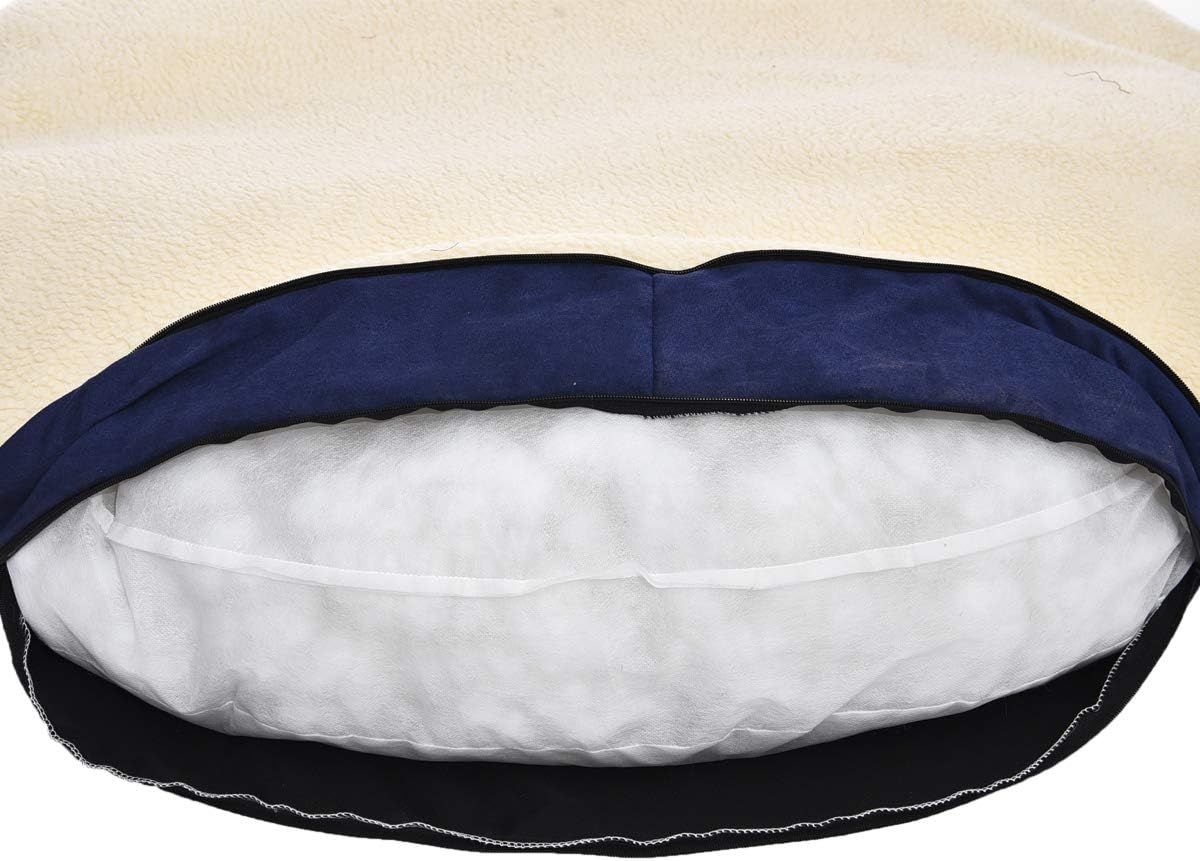 AmazonBasics Anti-Anxiety Calming Burrow Pet Cave Bed for Small and Medium Dogs, with Removable Nesting Cave Cover, Fits up to 35lbs Pets, 30 x 30 x 12.5 inches, Blue
